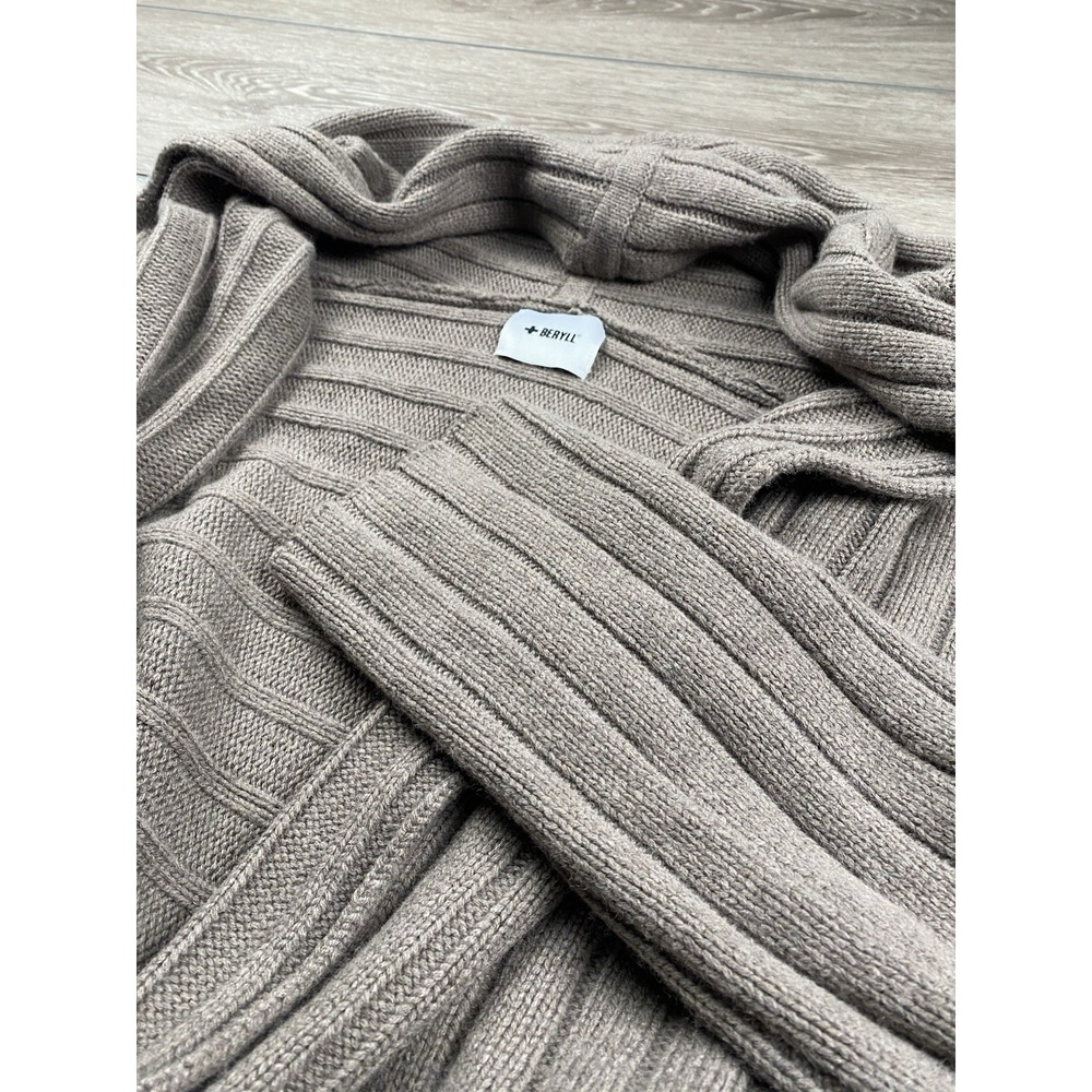 Beryll Los Angeles Women's Cashmere Knit Cardigan Sweater Tan Brown‎ One Size